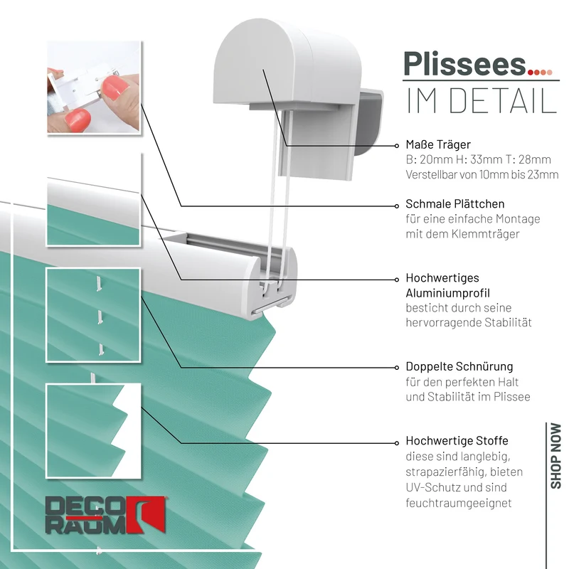 Klemmfix-Plissee blickdicht – ohne Bohren