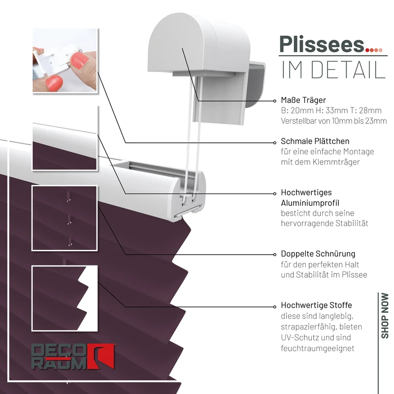 Klemmfix-Plissee blickdicht – ohne Bohren