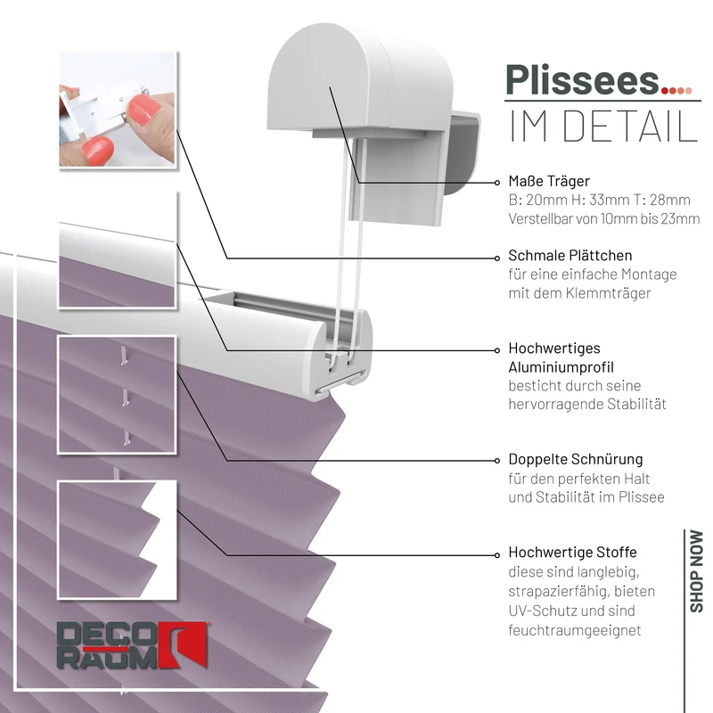 Klemmfix-Plissee blickdicht – ohne Bohren