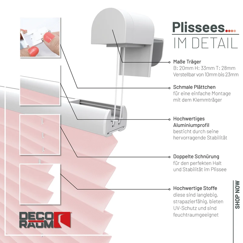 Klemmfix-Plissee blickdicht – ohne Bohren
