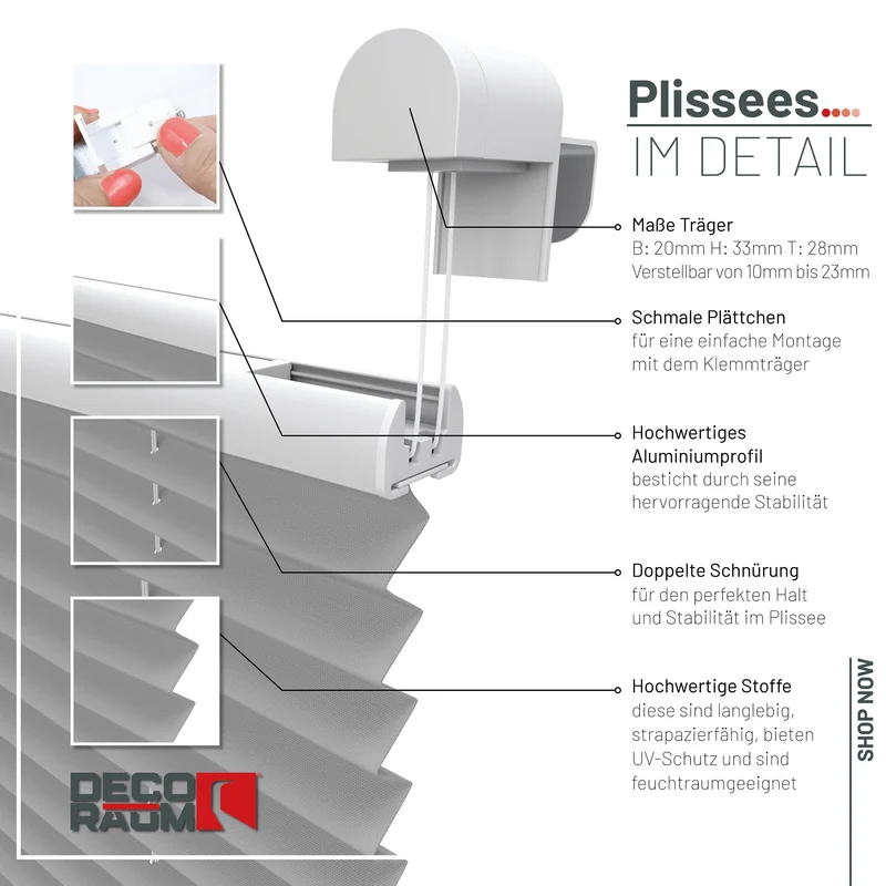 Klemmfix-Plissee blickdicht – ohne Bohren