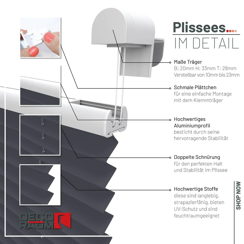 Klemmfix-Plissee blickdicht – ohne Bohren