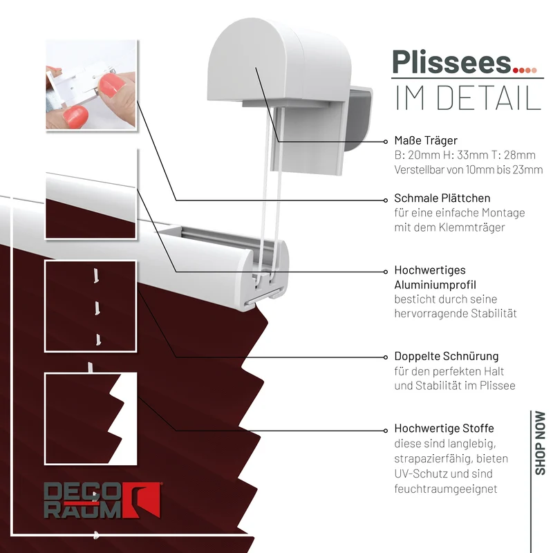 Klemmfix-Plissee blickdicht – ohne Bohren