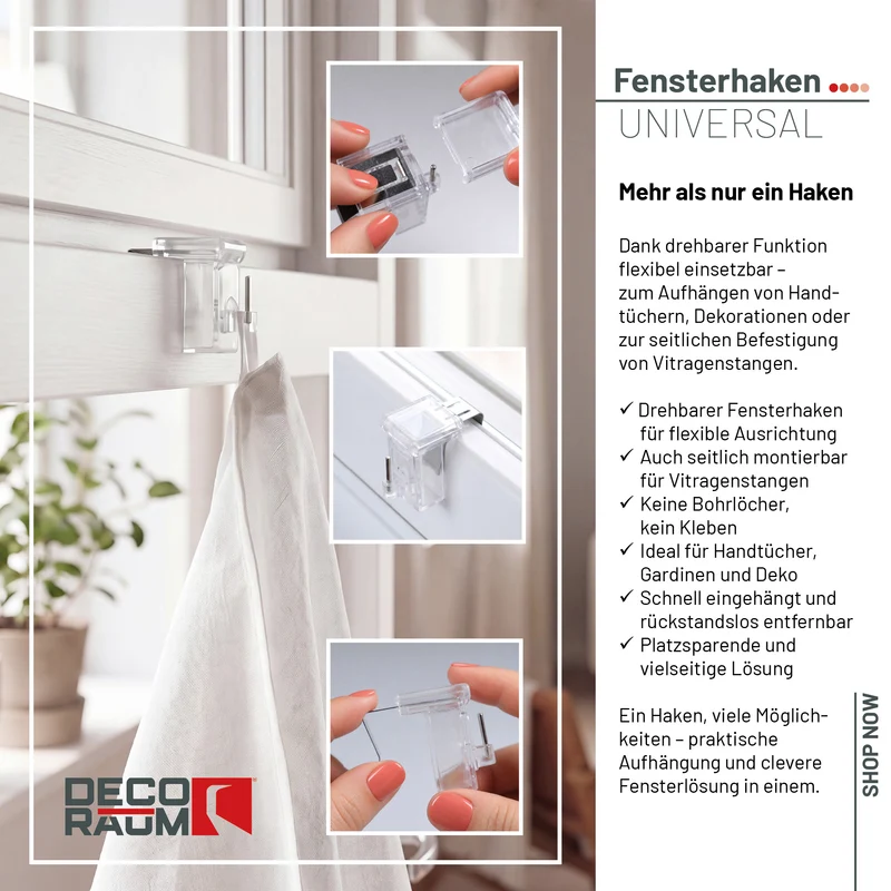 Fensterhaken Transparent Universal