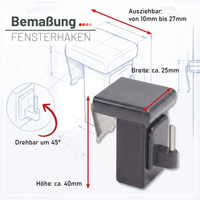 Fensterhaken Anthrazit Universal