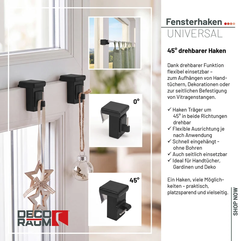 Fensterhaken Schwarz Universal