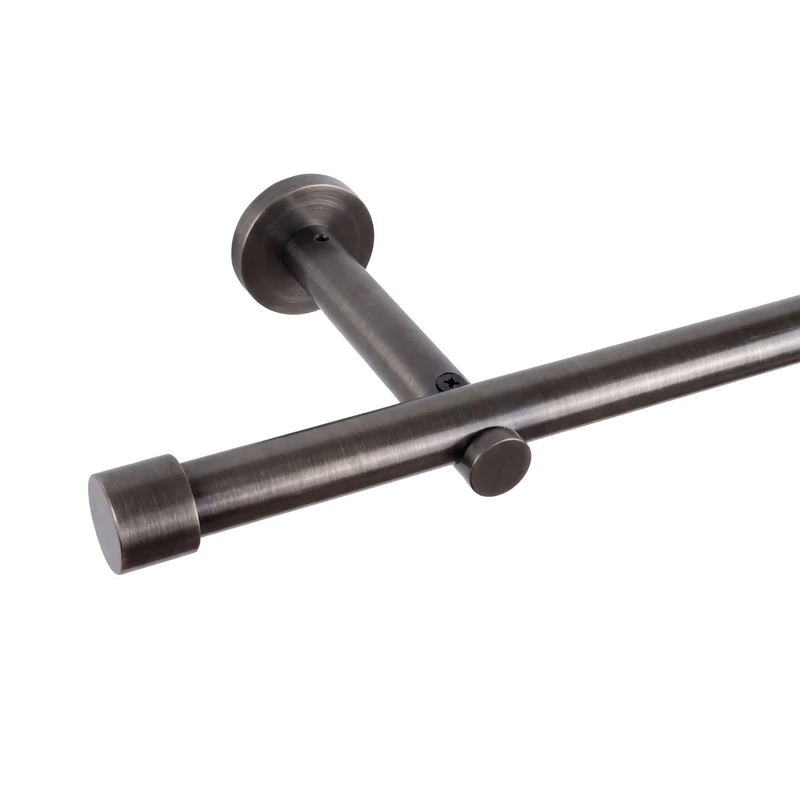 Gardinenstange auf Maß 19mm 1-läufig Titan mit Kappe - Serie Trend