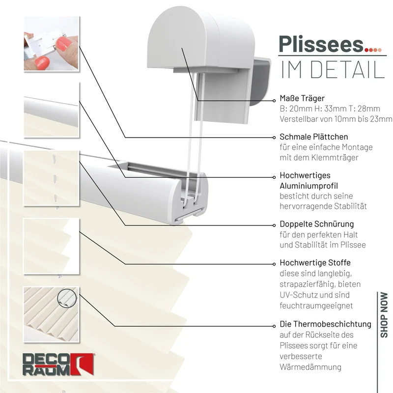 Thermo-Klemmfix-Plissee – ohne Bohren