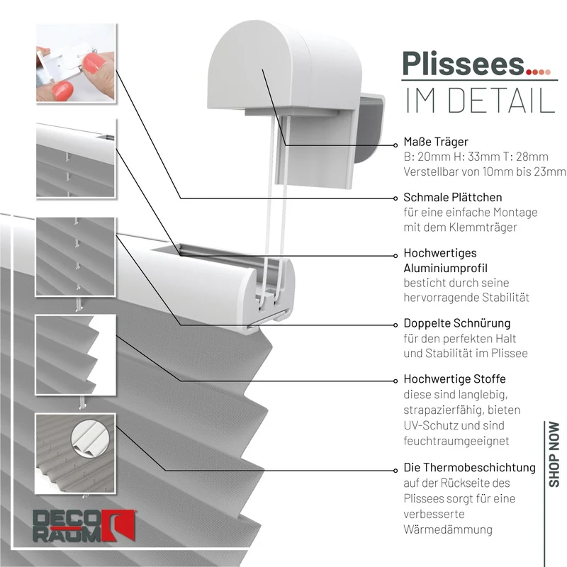 Thermo-Klemmfix-Plissee – ohne Bohren