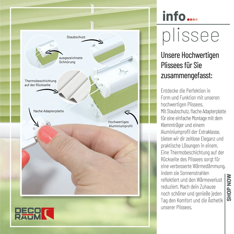 Thermo-Klemmfix-Plissee – ohne Bohren
