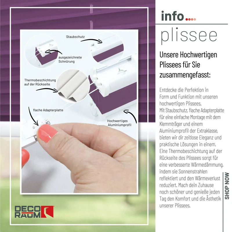 Thermo-Klemmfix-Plissee – ohne Bohren