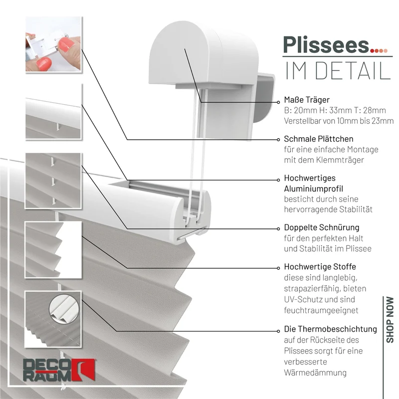 Thermo-Klemmfix-Plissee – ohne Bohren