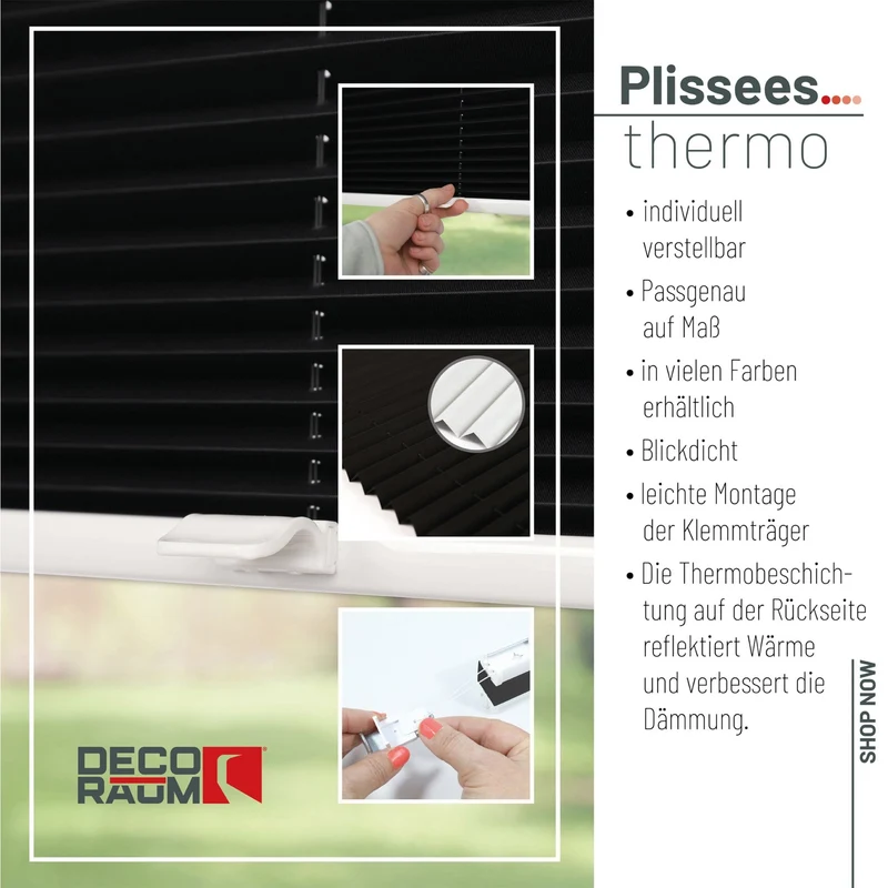 Thermo-Klemmfix-Plissee – ohne Bohren