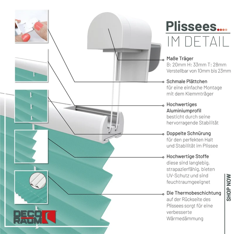Thermo-Klemmfix-Plissee – ohne Bohren