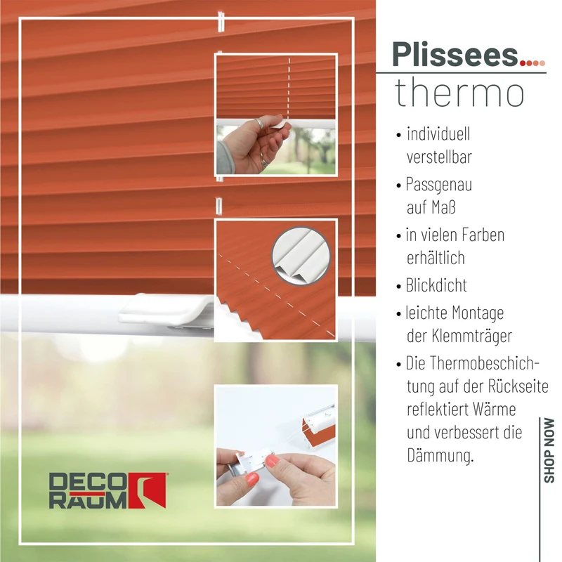 Thermo-Klemmfix-Plissee – ohne Bohren