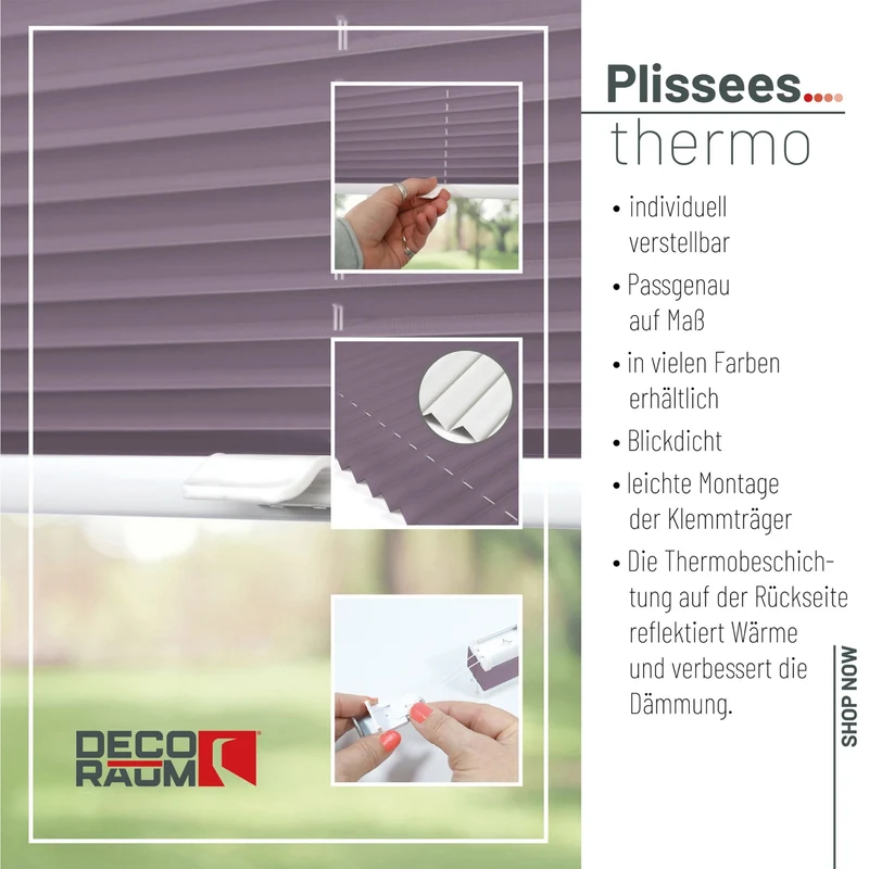 Thermo-Klemmfix-Plissee – ohne Bohren