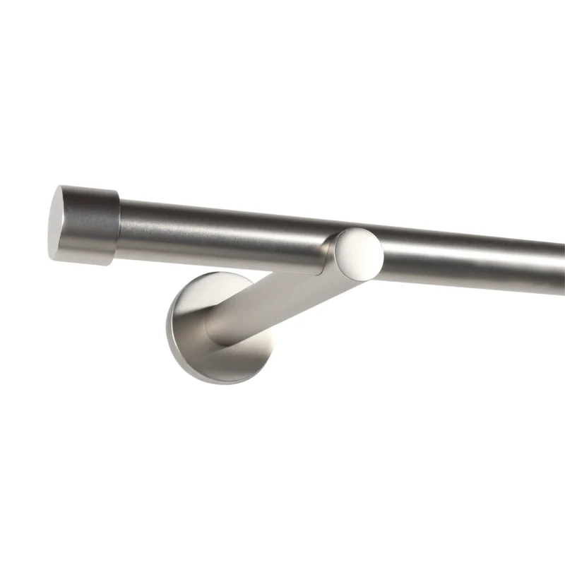Gardinenstange auf Maß 19mm 1-läufig Edelstahl-optik mit Kappe - Serie Trend