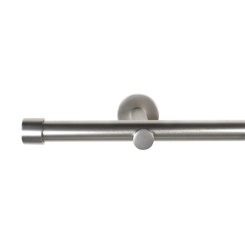 Gardinenstange auf Maß 19mm 1-läufig Edelstahl-optik mit Kappe - Serie Trend