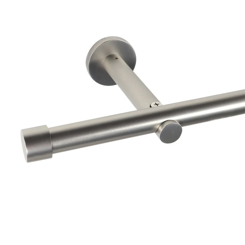 Gardinenstange auf Maß 19mm 1-läufig Edelstahl-optik mit Kappe - Serie Trend