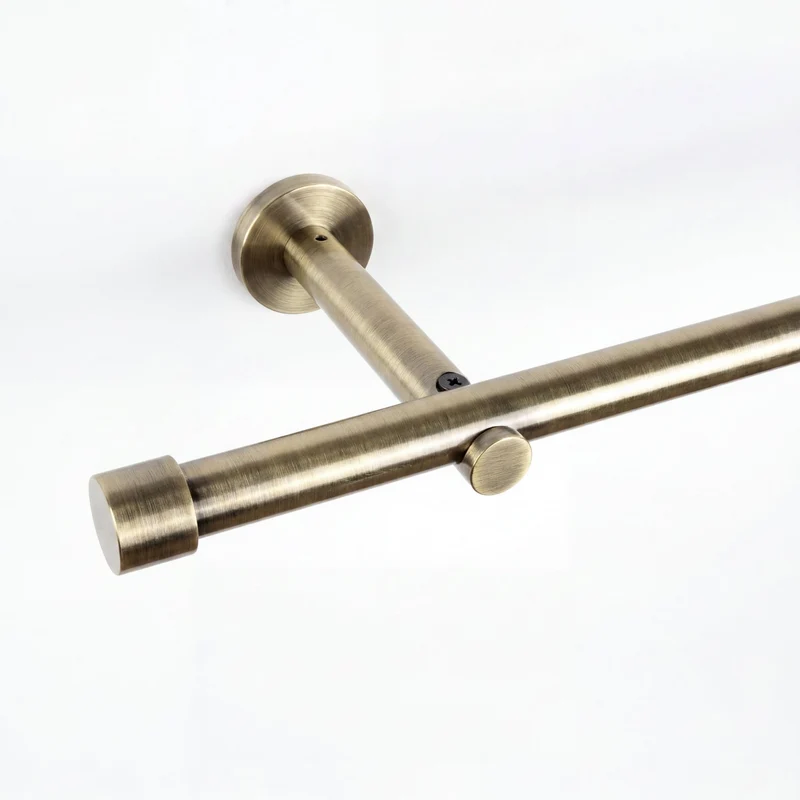 Gardinenstange auf Maß 19mm 1-läufig Messing-antik mit Kappe - Serie Trend