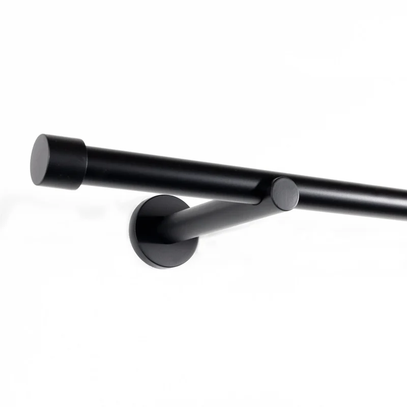 Gardinenstange auf Maß 19mm 1-läufig Schwarz-matt mit Kappe - Serie Trend