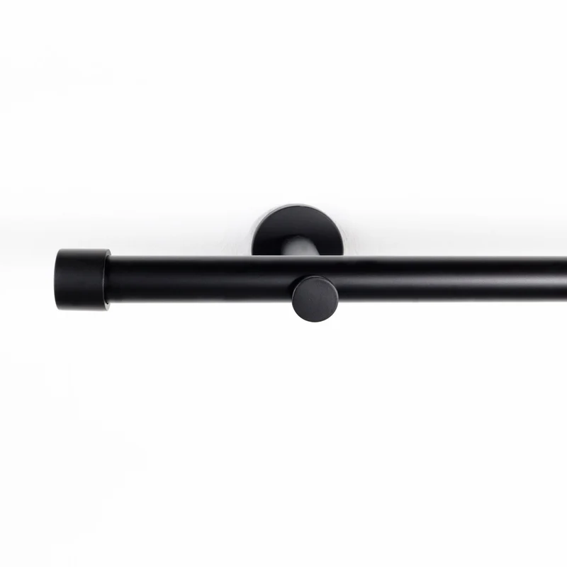 Gardinenstange auf Maß 19mm 1-läufig Schwarz-matt mit Kappe - Serie Trend