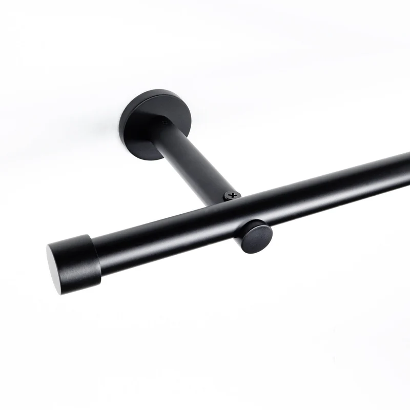 Gardinenstange auf Maß 19mm 1-läufig Schwarz-matt mit Kappe - Serie Trend