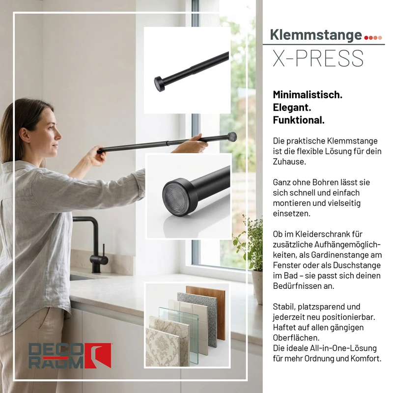 X-press Spannstange ausdrehbar Schwarz
