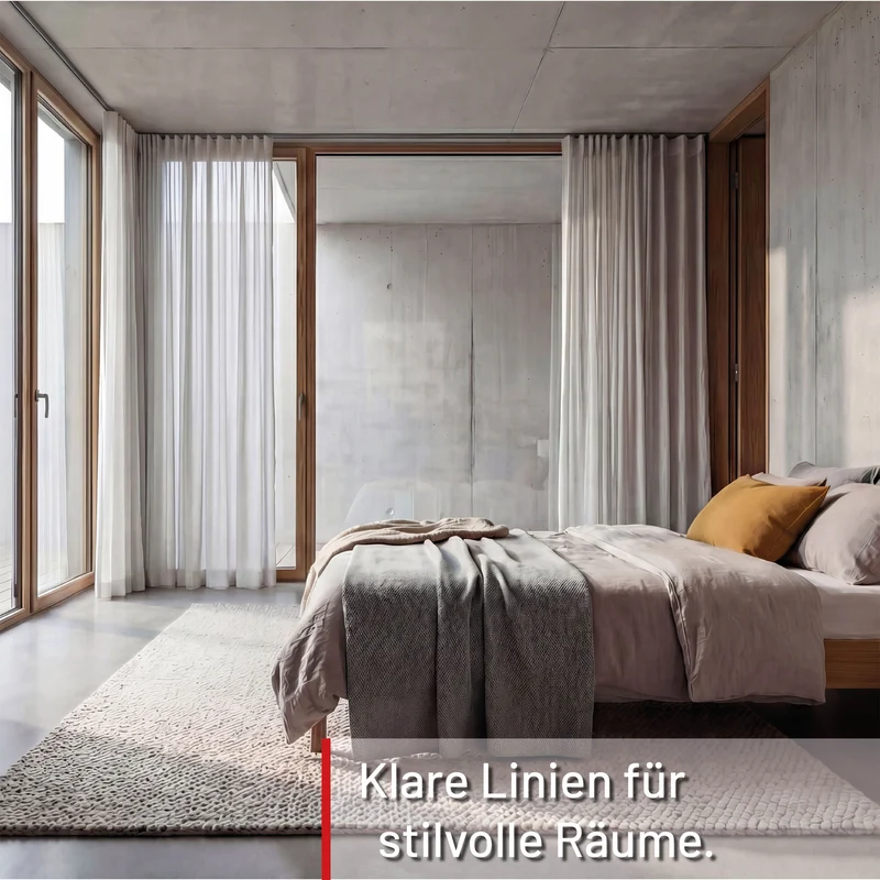 Gardinenschiene Innenlauf auf Maß 1-läufig Edelstahl-optik Serie Square