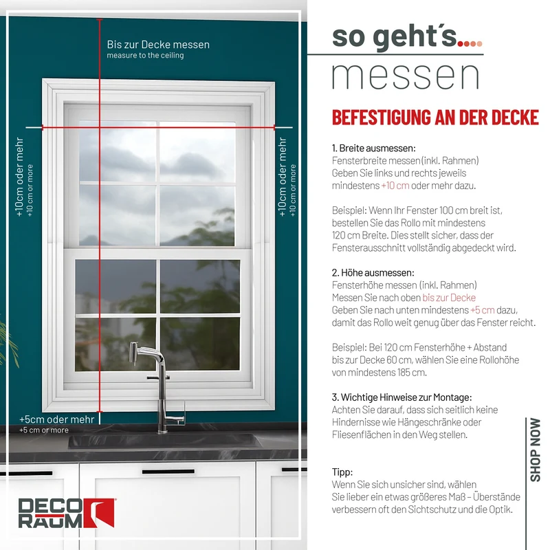 Rollo Tageslicht - Standardgrößen mit Bohren