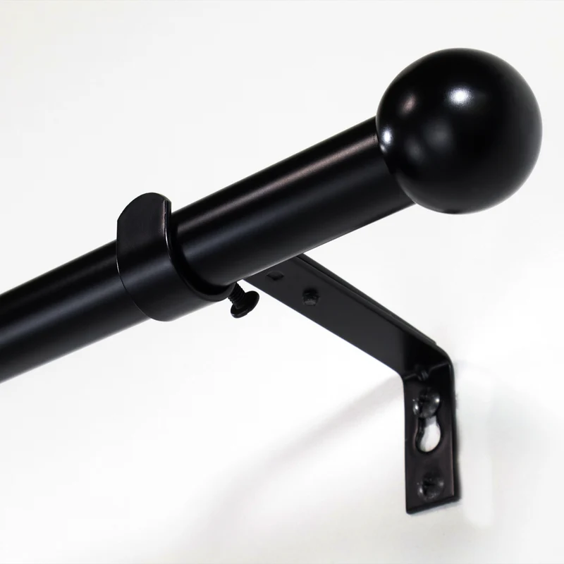 Gardinenstange ausziehbar Flexa Schwarz-matt Endstück Kugel 16/19mm