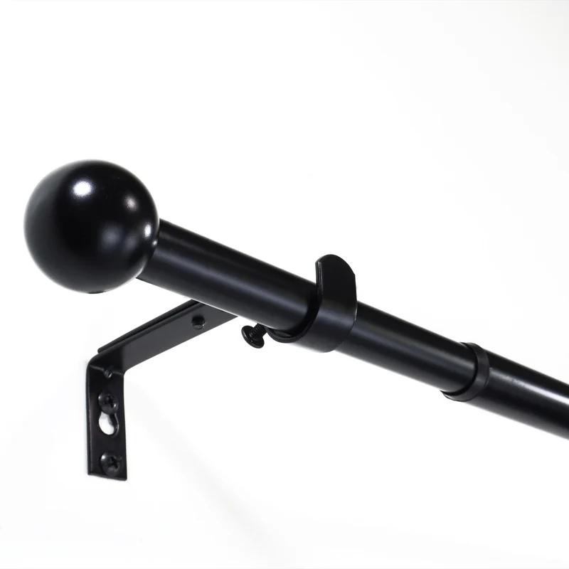 Gardinenstange ausziehbar Flexa Schwarz-matt Endstück Kugel 16/19mm