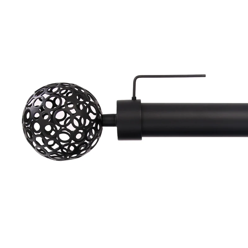 Gardinenstange auf Maß 25mm 1-läufig Schwarz-matt mit Kugel - Serie Style