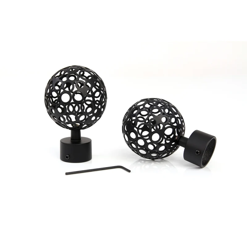 Gardinenstange auf Maß 25mm 1-läufig Schwarz-matt mit Kugel - Serie Style