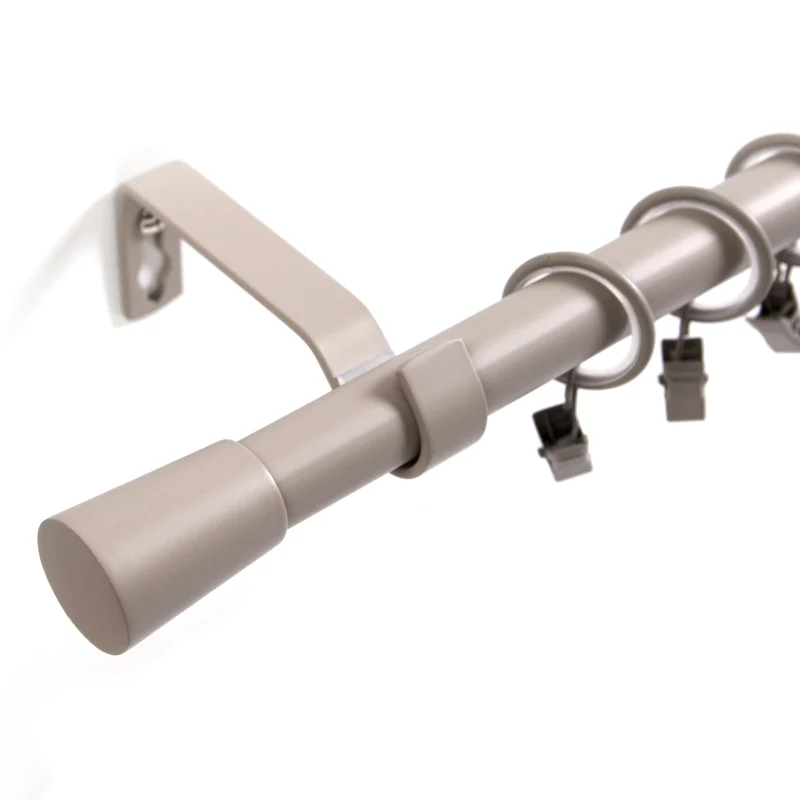 Gardinenstange 19mm 1-läufig Sand mit Kegel Komplett-Set- Serie Liya