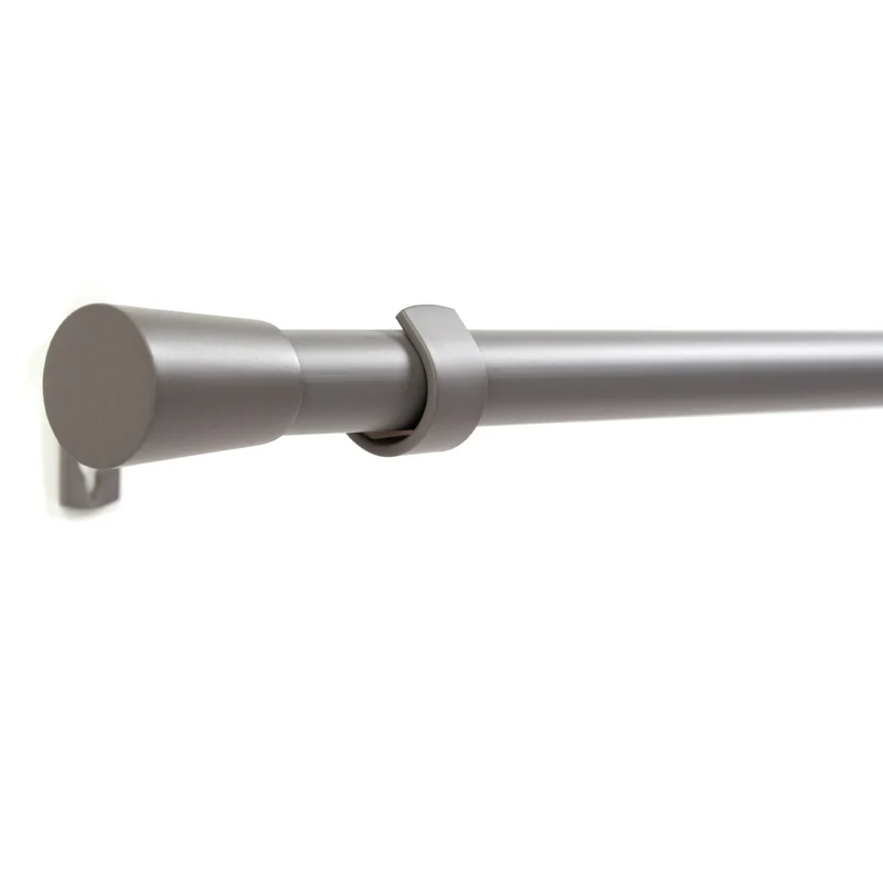 Gardinenstange 19mm 1-läufig Grau mit Kegel Komplett-Set- Serie Liya