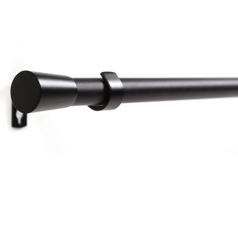Gardinenstange 19mm 1-läufig Schwarz mit Kegel Komplett-Set- Serie Liya