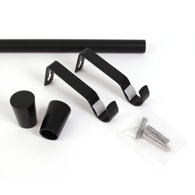 Gardinenstange 19mm 1-läufig Schwarz mit Kegel Komplett-Set- Serie Liya