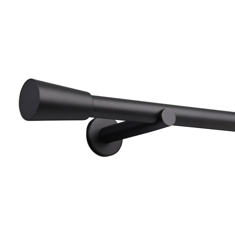 Gardinenstange auf Maß 25mm 1-läufig Schwarz mit Kegel - Serie Style