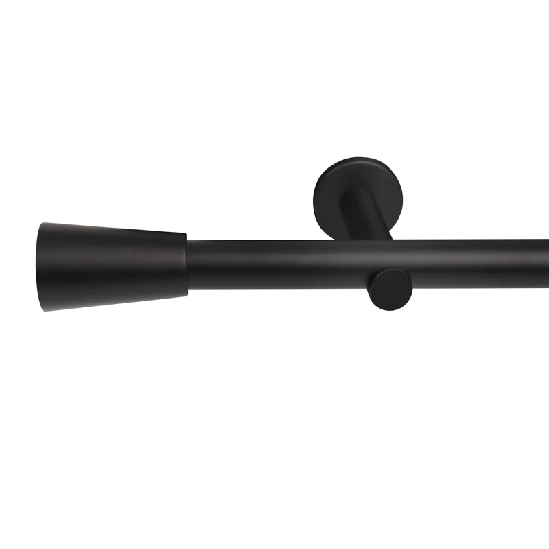 Gardinenstange auf Maß 25mm 1-läufig Schwarz mit Kegel - Serie Style