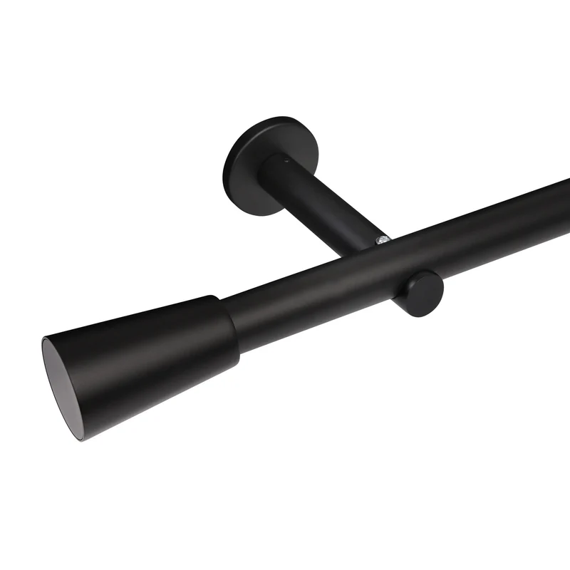 Gardinenstange auf Maß 25mm 1-läufig Schwarz mit Kegel - Serie Style