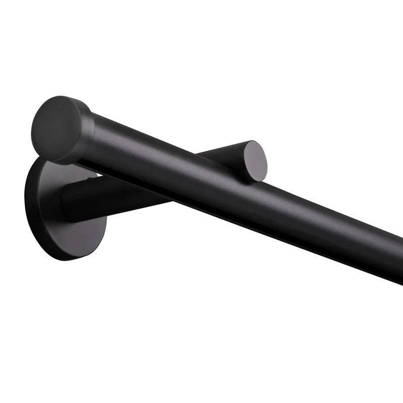 Gardinenstange Innenlauf auf Maß 20mm 1-läufig Schwarz mit Kappe - Serie Modern