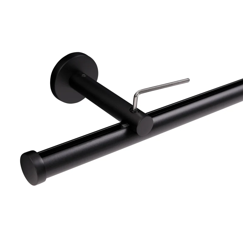 Gardinenstange Innenlauf auf Maß 20mm 1-läufig Schwarz mit Kappe - Serie Modern
