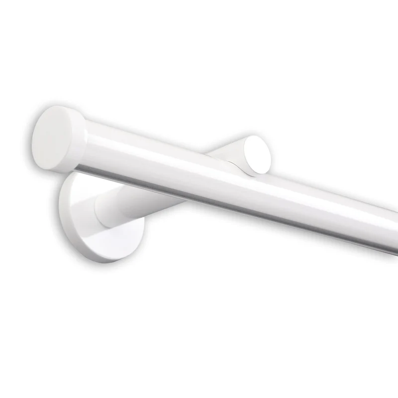 Gardinenstange Innenlauf auf Maß 20mm 1-läufig Weiß mit Kappe - Serie Modern