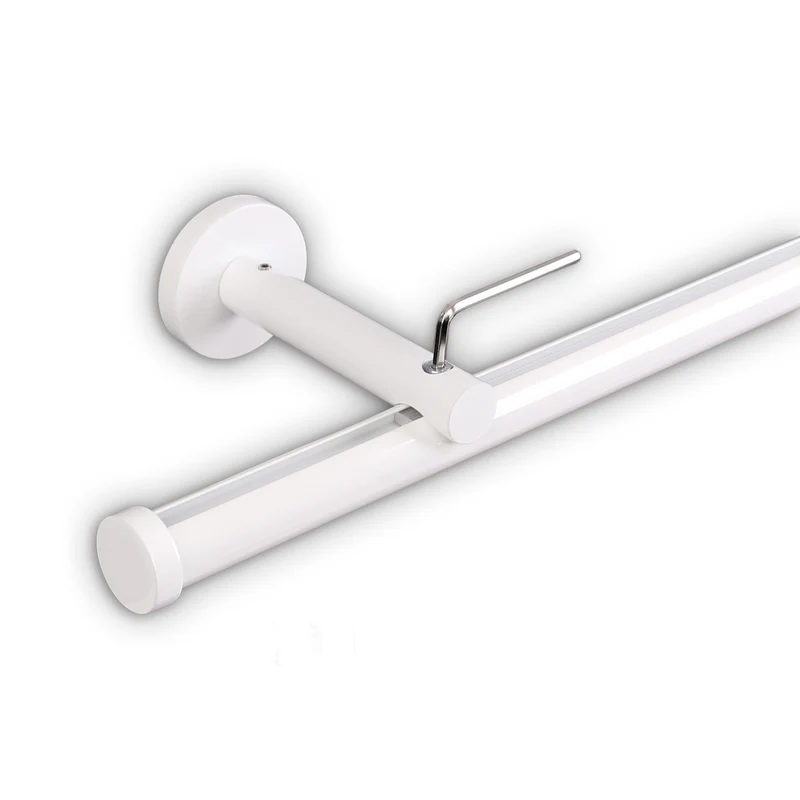 Gardinenstange Innenlauf auf Maß 20mm 1-läufig Weiß mit Kappe - Serie Modern
