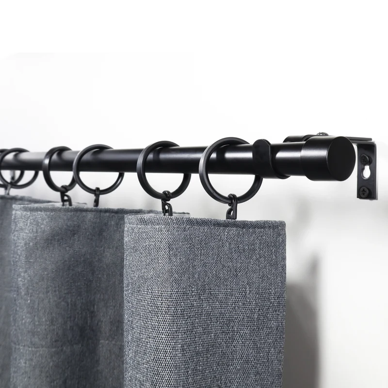 Gardinenstange ausziehbar Flexa Schwarz-matt Endstück Kappe 16/19mm