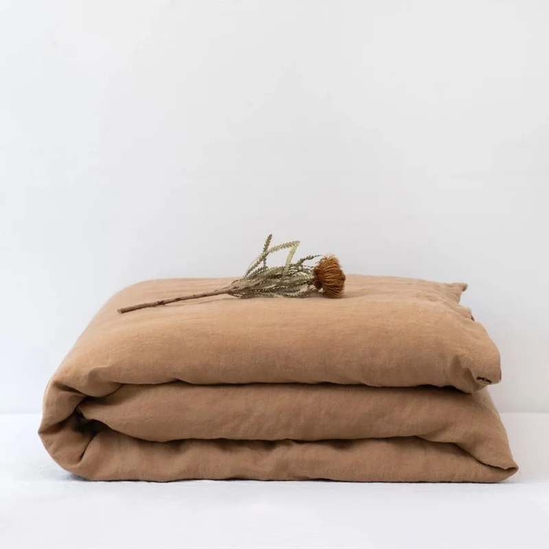 Leinen-Bettbezug – Camel