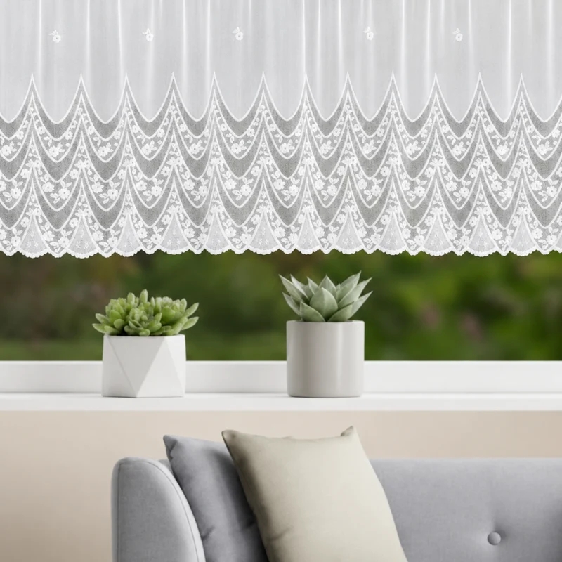 Jacquard Blumenfensterstore weiß - Gardine von Albani