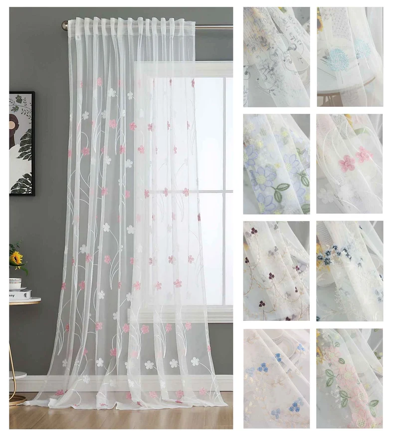 Gardine Raschel Stickerei Design »Florenz« Multiband für Gardinenschiene und Gardinenstange Elegante Fensterdekoration 2023200