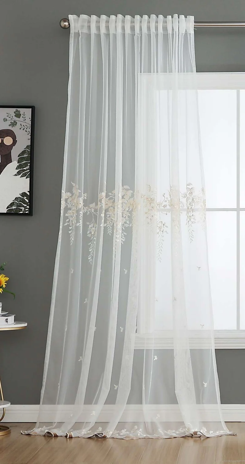 Gardine Raschel Stickerei Design »Florenz« Multiband für Gardinenschiene und Gardinenstange Elegante Fensterdekoration 2023200